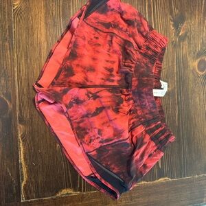 Lululemon Athletica Red and Black Tie-Dye Shorts